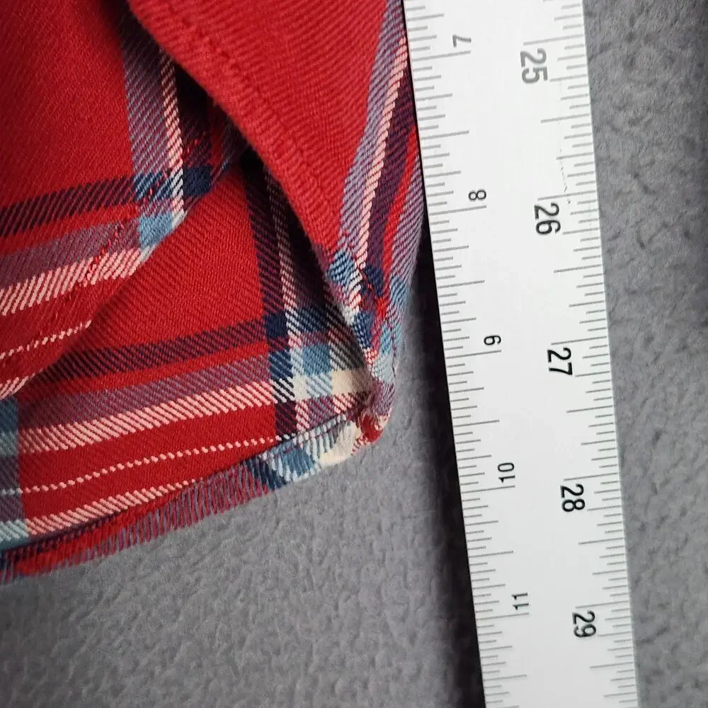 J CREW Shirt Mens Medium Red Plaid 100% Cotton Button Up Long Sleeve Flannel